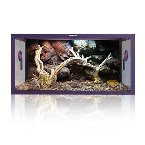 50 Gallon Reptile Enclosure, Colorful Aluminum Frames Reptile Tank Assemble Within 6 Steps, Rust Proof Mesh Top for Air Circulation & Light Penetration, Dual Grommets for Multiple Wire Use - color: Royal Purple, size: 50 Gallon