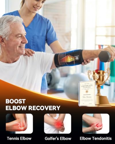 Copper Elbow Compression Sleeve for Tennis Elbow, Tendonitis, Golfers - style: Gold-M