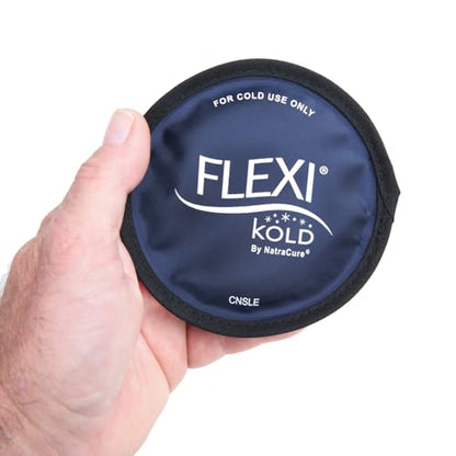 FlexiKold Gel Ice Pack Circles w/Straps (4 Pack) - Small Ice Packs, Reusable Ice Pack for Injuries, Ice Packs Reusable, Breastfeeding, Wisdom Teeth, Sinus Headaches - 6304-STRAP4PK by NatraCure - style: Circles (4" Round)