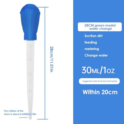 Water Changer for Fish Tank | 30ml Long Syringe Tube, Manual Liquid Dropper, PVC Construction | Easy Cleaning, Egg and Carat Transfer, Durable Lightweight Tool | Multifunctional Aquarium Feeder - color: Blue(28CM)