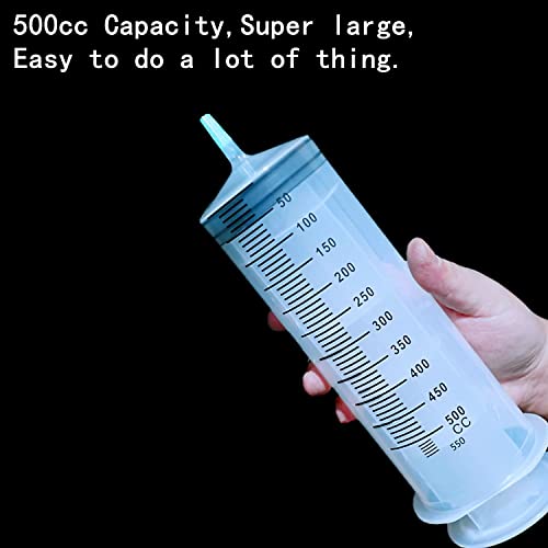 500ml Large Plastic Syringe with Measurement for Scientific Labs, Watering Plants, Liquids Dispensing and Refilling, Individually Sealed Wrapped