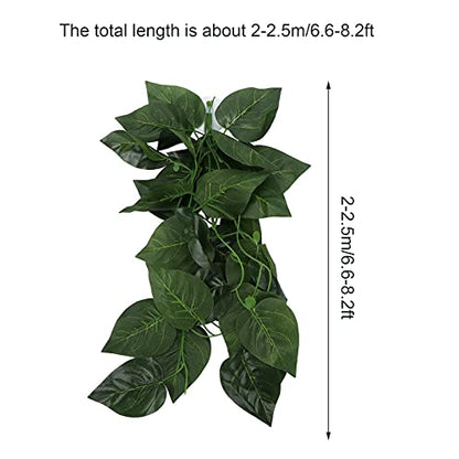 Pssopp Lifelike Plant Decorative Hanging Silk Terrarium Plant with Suction Cup for Reptile Rainforest Box Aquarium Landscape(NFF‑82)