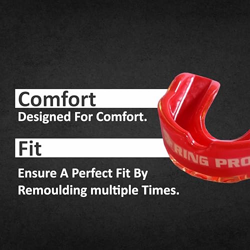 Mouth Guard for Boxing, MMA, Football, Basketball, Hockey, and All Contact Sports, Custom Fit for Adults and Youth, Teeth and Gum Protection - color: Red
