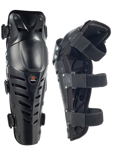 RIDBIKER Motorcycle Knee Shin Guards, Bendable MTB Knee Pads - color: Black, size: Medium
