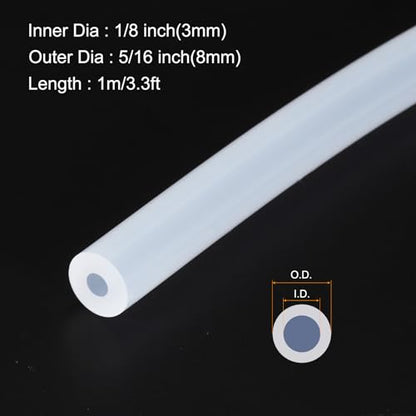 3.3ft 1/8" ID x 5/16" OD Silicone Tubing Clear 3mm x 8mm Industrial Plastic Tubing Pure Silicone Hoses for Pump Siphoning Draining Irrigation Brewing - color: Clear, size: 1/8" x 5/16"