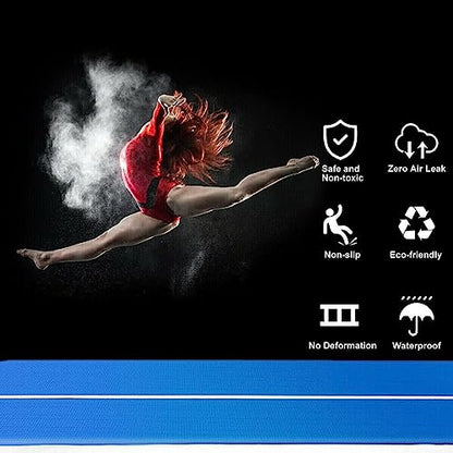 20x6ft Inflatable Air Gymnastics Track Mat Thickness Gymnastics Tumbling Air Mat Inflatable Tumble Track with Electric Air Pump, for Gym/Training/Yoga/Home use/Exercise/Cheerleading/Water