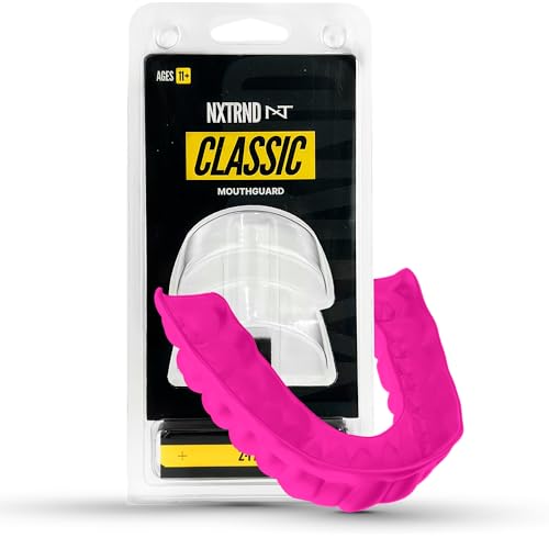 2 Pack Nxtrnd Classic Mouthguard, Custom Fit Sports Mouthpiece for Football, Boxing, MMA, Basketball, Hockey, Lacrosse, Youth & Adult (Pink) - color: Pink
