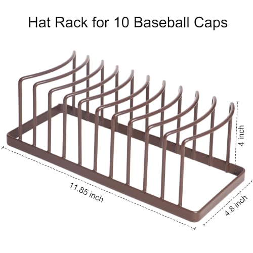 Hat Organizer for Baseball Caps - 2 Pack Hat Stand Holds 20 Caps | Heavy Duyt Hat Rack, Space Saving Hat Holder, No Assembly Required for Tabletop, Closet, Wardrobe, Preserves Hat Shape Brown - color: Brown 2 Pack
