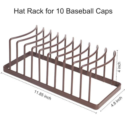 Hat Organizer for Baseball Caps - 2 Pack Hat Stand Holds 20 Caps | Heavy Duyt Hat Rack, Space Saving Hat Holder, No Assembly Required for Tabletop, Closet, Wardrobe, Preserves Hat Shape Brown - color: Brown 2 Pack