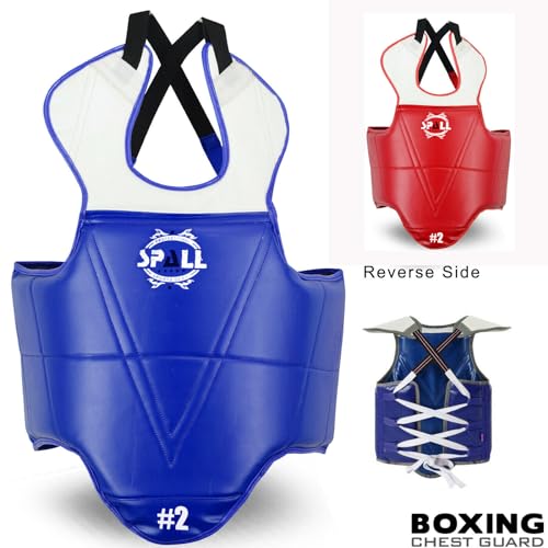 Body Protector Reversible, Kickboxing MMA Muay Thai Chest Guard, Sparring Training, Martial Arts Upper Belly Pad - size: 5, style: RD/BL