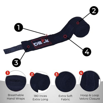 DEFY Professional 180 Inch Hand Wraps for Boxing Muay Thai MMA Elastic Bandages for Men & Women -Pair - color: American