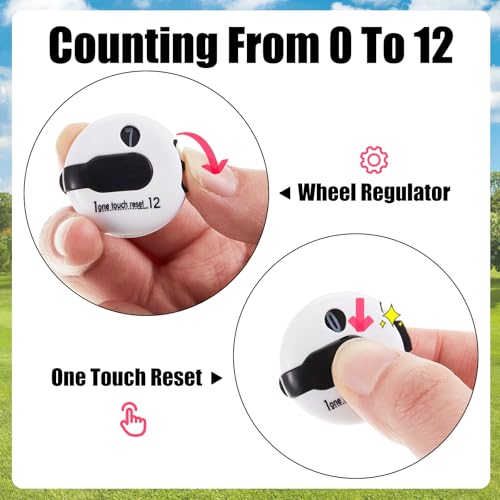 3 Pcs Golf Stroke Counter 1.2" Clip - color: black, white, light blue