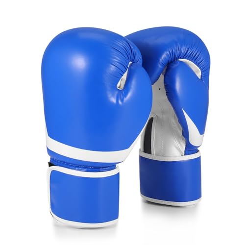 Flexzion Boxing Sparring Training Gloves Pro Muay Thai Kickboxing Heavy Bag Punching Mitts Wrist Wrap Full Contact Combat Sport Protective Hand Gear Martial Art Supply for Women & Teens, 10Oz - color: Blue