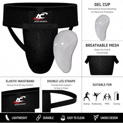 Men’s Groin Guard with Cup, Boxing Jockstrap Protector for MMA, Kickboxing, Muay Thai, Karate & Martial Arts & Cricket - size: XL-Waist Size 37-40"