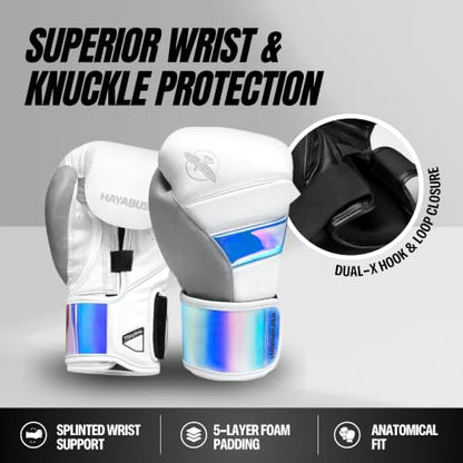 Hayabusa T3 Boxing Gloves - Sparring - color: White/Iridescent, size: 12oz