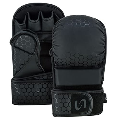 PFG Ultimate Series MMA Sparring Gloves - Boxing MMA Muay Thai Bag Work - color: All Black, size: Small-Medium