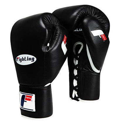 Fury Professional Lace Training Gloves - Lace Up Sparring Gloves for Boxing, Bag, and General Training - color: Black, size: 16 oz