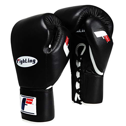Fury Professional Lace Training Gloves - Lace Up Sparring Gloves for Boxing, Bag, and General Training - color: Black, size: 14 oz