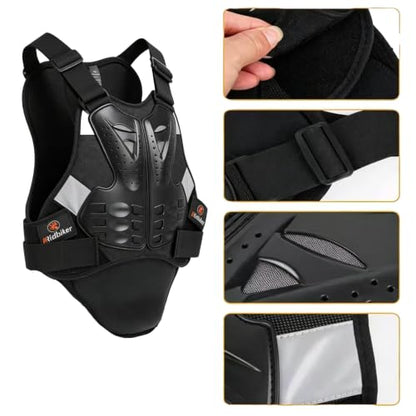 RIDBIKER Chest Protector Motorcycle, Dirt Bike Gear Body Armor Vest Spine Back Protector for Motocross Off-Road (Reflective at Night) (Black, XL) - size: X-Large