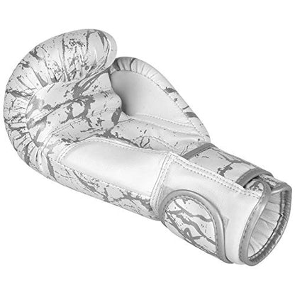 Athllete Boxistar Boxing Gloves, Boxing Gloves Men/Boxing Gloves Women, Available in 8 oz, 12 oz, 14 oz, 16 oz with Optimal Padding - color: White/Metallic Silver, size: 12 oz