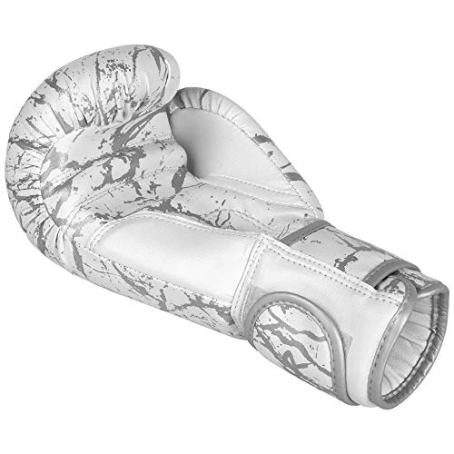 Athllete Boxistar Boxing Gloves, Boxing Gloves Men/Boxing Gloves Women, Available in 8 oz, 12 oz, 14 oz, 16 oz with Optimal Padding - color: White/Metallic Silver, size: 16 oz
