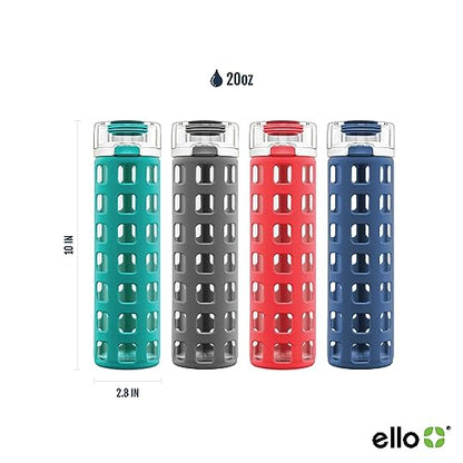 Ello Syndicate 20oz Glass Water Bottle with Flip Lid and Sleeve, Pink - color: Pink, size: 20 Ounces