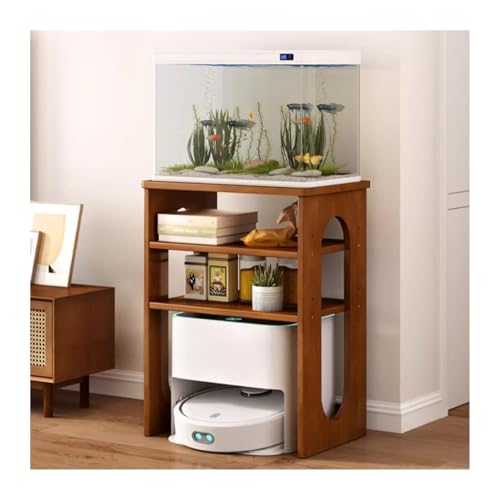 Sweeper Robot Storage Cabinet Solid Wood Sweeping Robot Organizer Shelf Shelf Living Room Fish Tank Shelf TV Cabinet Next to The Water Dispenser Storage Shelf Sweeper Organizer(Walnut)