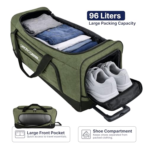 Pacific Gear Duffel Bag with Rolling Wheels - color: Green, size: 30 inch