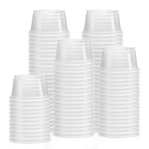 SunGrow Reusable Gecko Food & Water Cups, 100 Pcs, 1 oz. Recyclable Plastic Bowls, Fits Small Stands & Feeders, Durable & Easy to Clean, Ideal for Reptiles - in Resealable Bag