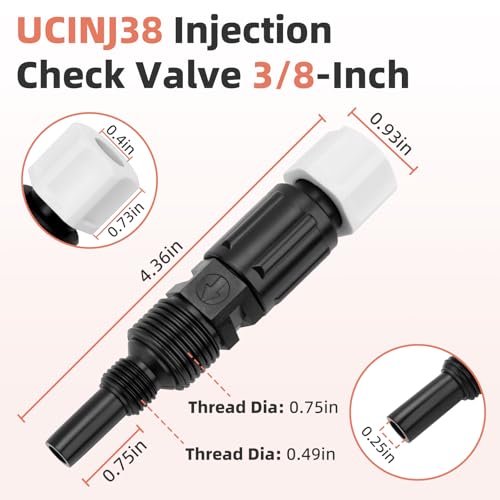 3/8-Inch UCINJ38 Injection Check Valve Compatible with Most Pump 45, 85, 100 & 170 SVP, BDF Series Adjustable & Fixed, Pump Parts Only Fit for High Pressure Pumps，2 pack