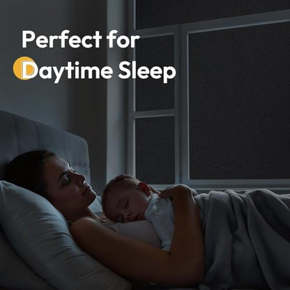 rabbitgoo Blackout Window Film 100% Light Blocking, Static Cling No Glue Easy Install, Removable Room Darkening Window Cover for Daytime Sleep, Bedroom, Nursery, Home Theater, 35.4" x 157.4" - color: Frosted Black, size: 35.4" X 157.4"