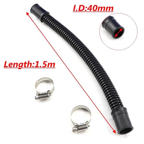 Durable Fish Tank Corrugated Hose – 20/25/32/40mm Inner Diameter, Soft Rubber Connector for Aquarium Water Pump Pipe, 4 Sizes, Vibration Reduction (1PC)(ID 40mm-1.5m)