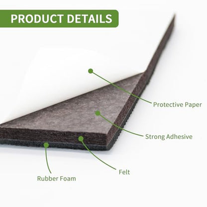 Non Slip Furniture Pads 16 PCS 2'' Square - Anti Slip Furniture Pads - Self Adhesive Rubber Feet Furniture Feet - Chair Leg Floor Protectors - Keep Furniture in Place