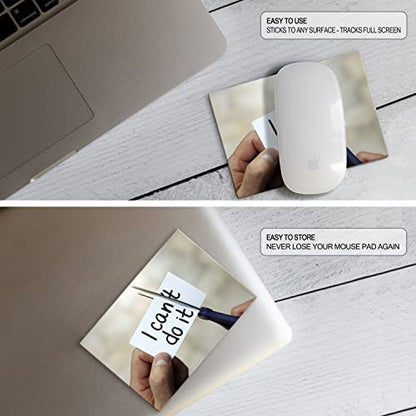 Mouse Pad Adhesive Bottom - Sticks to Any Surface - Portable - Webcam Covers and Screen Cleaner Included (CAN DO IT) - color: CAN DO IT