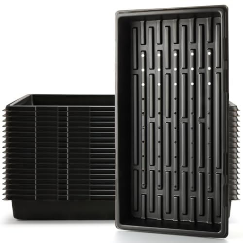 RooTrimmer 18-Pack 1020 Seedling Trays with Holes - Extra Strength Heavy Duty,10" x 20", Reusable 1020 Nursery Trays for Seed Germination, Plant Propagation, Garden Seed Starter and Microgreens - size: 1020 - 18 Pack With Holes