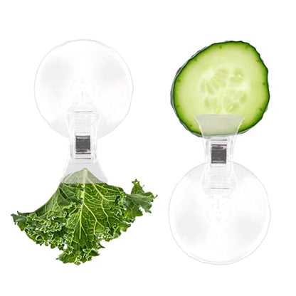 Veggie Clip Aquarium, Feeding Tool Suction Cup Clip, Seaweed Plant Suction Cup Clip, Clear Resin Suction Cups W/Clips, 1.73" 4 Pcs