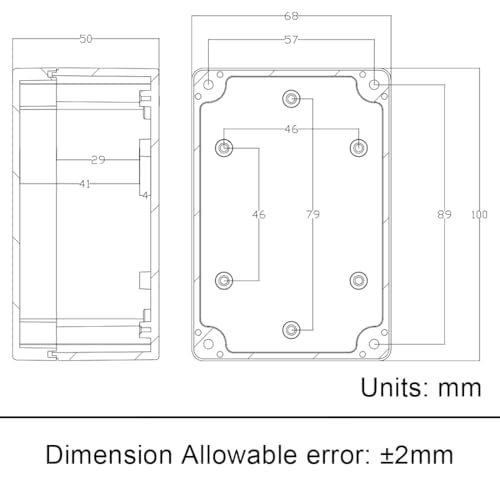 Project Box ABS Plastic IP66 Waterproof Dustproof DIY Junction Box Black 3.94 x 2.68 x 1.97 inch (100 x 68 x 50mm)(Pack of 2)