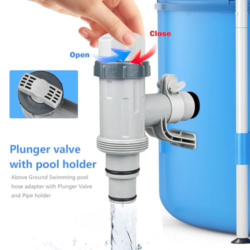 Pool Hose Adapter for Above Ground Swimming Pool, Pool Replacement Parts with Plunger Valve and Pool Pipe Holder Pool Pump Parts (2 pcs)