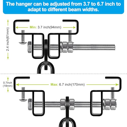 BeneLabel Punching Bag Hanger for I Beam 880 LBs Capacity Heavy Bag Mount Width Adjustable Boxing Bag Holder & Steel Beam Clamp for Beam - color: Beam Hanger & Carabiner (2 Pack)