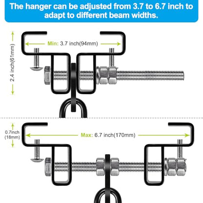 BeneLabel Punching Bag Hanger for I Beam 880 LBs Capacity Heavy Bag Mount Width Adjustable Boxing Bag Holder & Steel Beam Clamp for Beam - color: Beam Hanger & Carabiner (2 Pack)