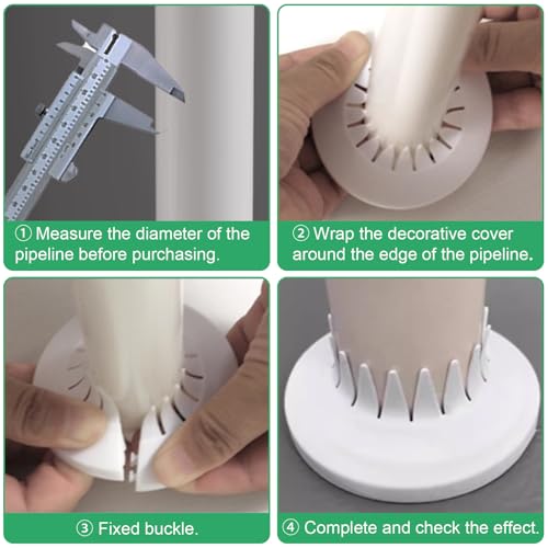 8 PCS Plumbing Cover Plates White Pipe Covers for Bathroom Escutcheon Plastic Plate (Fit 0.4" to 1.14" Pipe) - color: Fit 0.4" to 1.14" Pipe