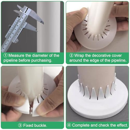 8 PCS Plumbing Cover Plates White Pipe Covers for Bathroom Escutcheon Plastic Plate (Fit 0.4" to 1.14" Pipe) - color: Fit 0.4" to 1.14" Pipe