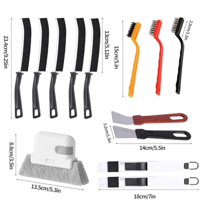 13pcs Household Cleaning Tools 2 in 1 Groove Cleaning Brush Window Track Cleaning Tools Hard Bristle Crevice Cleaning Brush Wire Brushes for Cleaning Rust