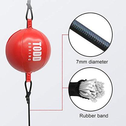 Speed Punch Bag Leather Speed Ball Hanging Boxing Punching Ball, Double End Ball with Boxing Reflex Ball for Gym MMA Boxing Sports Punch Bag - color: Silver