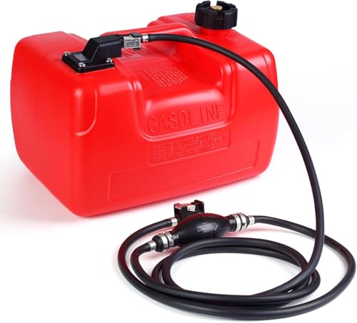 Marine Tank, 3 Gallon Marine Portable Tank Outboard Marine Boat Transfer Tank with 9.8ft Hose, Gauge for Outboard Engine Boats, I-Shaped Handle, Easy to Carry