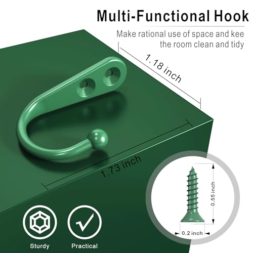15-Pack Green Wall Mount Hooks for Hanging Coats & Towels - color: 15PCS Mint Green Hooks