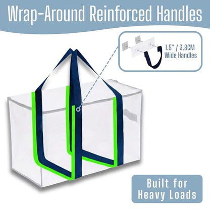 VENO 6 Pack Heavy Duty Moving Bags, Extra Large Storage Bags with Reinforced Handles & Strong Zippers, Foldable & Reusable Moving Box Alternative for Clothes & Dorm Storage