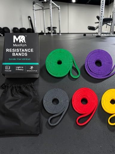 MeeRoh Pull Up Assist Bands – 100% Latex Free TPE Resistance Bands for Pull Ups – Heavy Duty Assisted Pullup Band Set for Calisthenics, Strength Training, Mobility & Home Gym Workout (5-Pack Set)