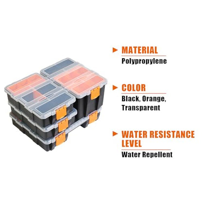 Torin AG421B Hardware & Parts Organizers: 4 Piece Versatile And Durable Storage Toolbox for Bolts, Screws, Nails, Nuts and Small Hardware, Black/Orange - style: 4 Piece Plastic Storage toolbox