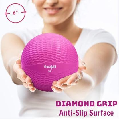Yes4All Weighted Toning Balls for Exercise, Soft Medicine Balls for Exercise, Pilates, Yoga, Balance, Flexibility, 2-10lbs - color: I. 5lb - Pink, style: B. Diamond Grip - Knurl